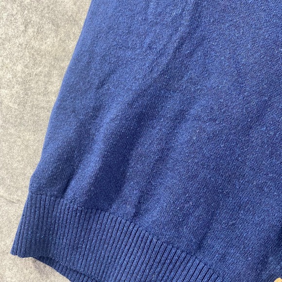 LL Bean Signature Sweater Medium Navy Blue 100% Merino Wool 1/4 Zip Long Sleeve - Picture 10 of 10